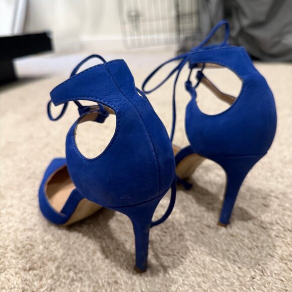 Steve Madden Blue Suede Lace-Up Heels - Picture 5 of 9